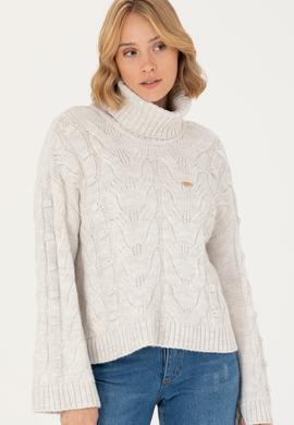 Kadın Taş Melanj Balıkçı Yaka Kazak - 50270441018