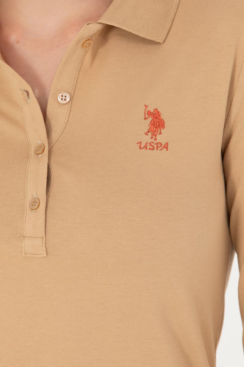 Kadın Kum Basic Polo Yaka Sweatshirt
