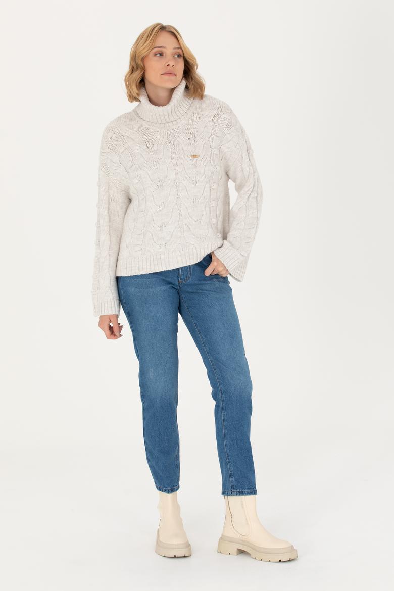 Kadın Mavi Jean Pantolon - 50272303007