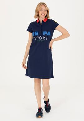 Kadın Lacivert Polo Yaka Mini Boy Örme Elbise - 50263970008