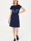 Kadın Lacivert Polo Yaka Mini Boy Örme Elbise