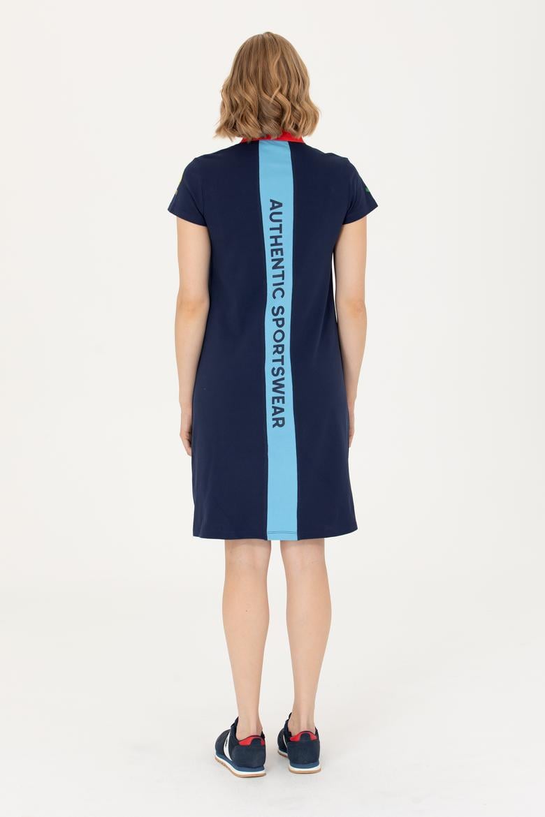 Kadın Lacivert Polo Yaka Mini Boy Örme Elbise - 50263970008