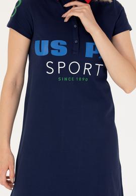 Kadın Lacivert Polo Yaka Mini Boy Örme Elbise - 50263970008