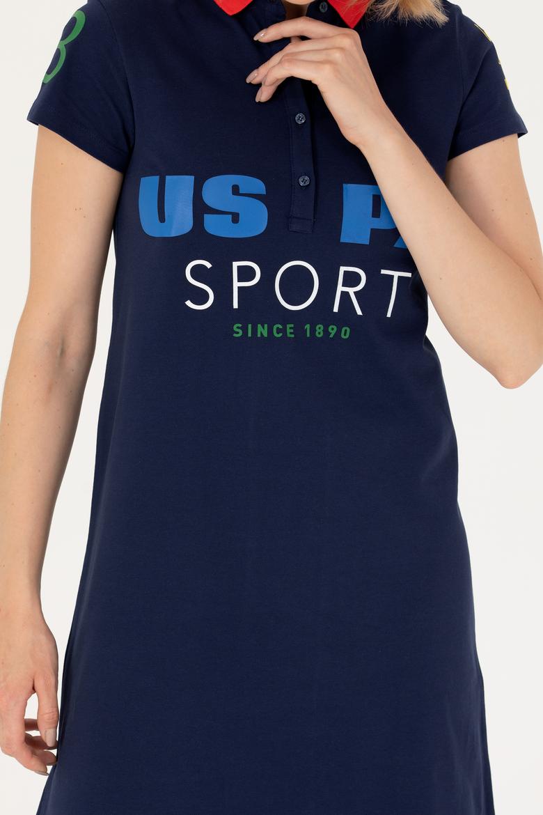 Kadın Lacivert Polo Yaka Mini Boy Örme Elbise - 50263970008