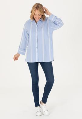 Kadın Mavi Uzun Kollu Gömlek - 50267248005