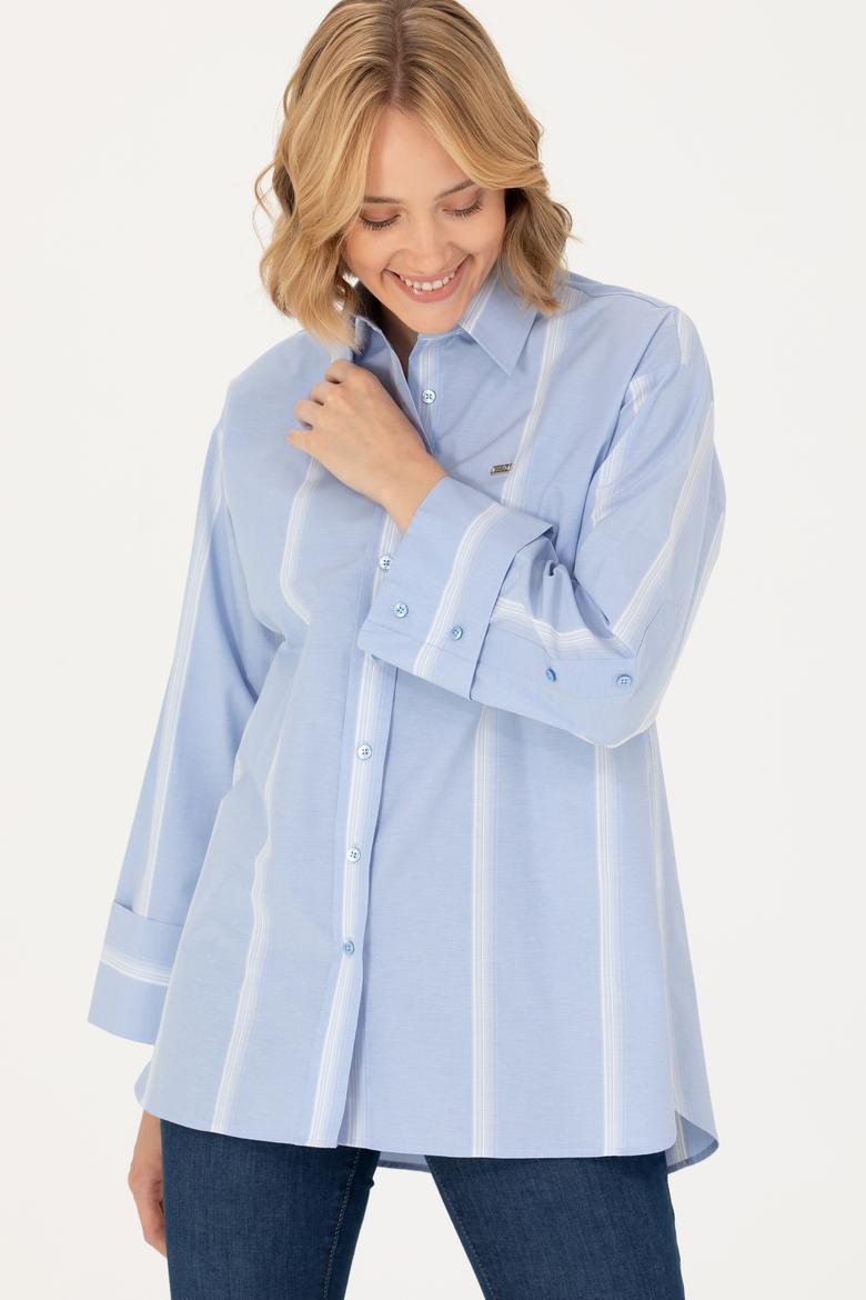 Kadın Mavi Uzun Kollu Gömlek
