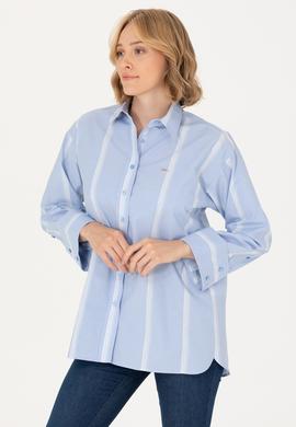 Kadın Mavi Uzun Kollu Gömlek - 50267248005