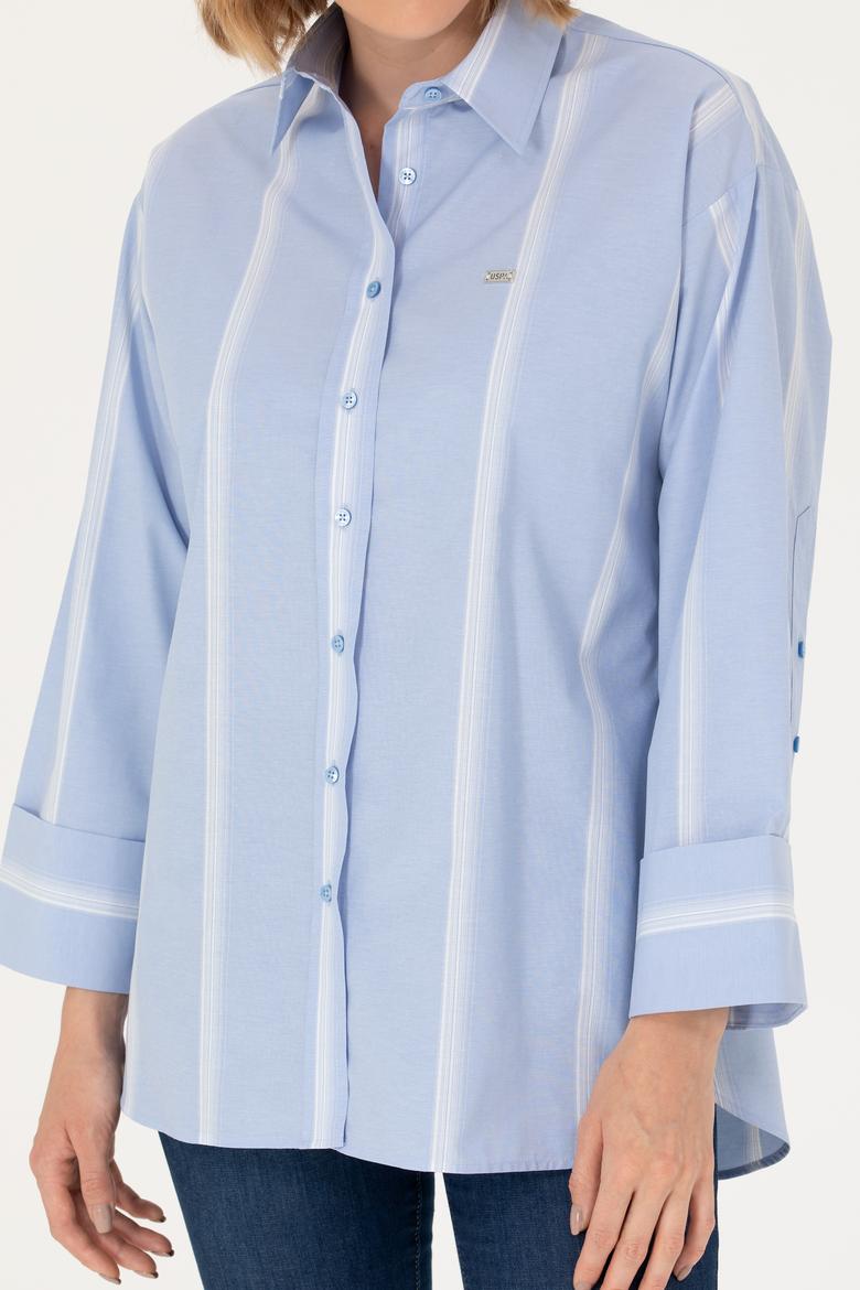 Kadın Mavi Uzun Kollu Gömlek - 50267248005