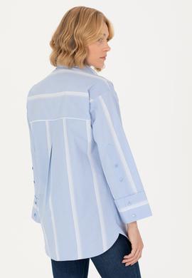 Kadın Mavi Uzun Kollu Gömlek - 50267248005