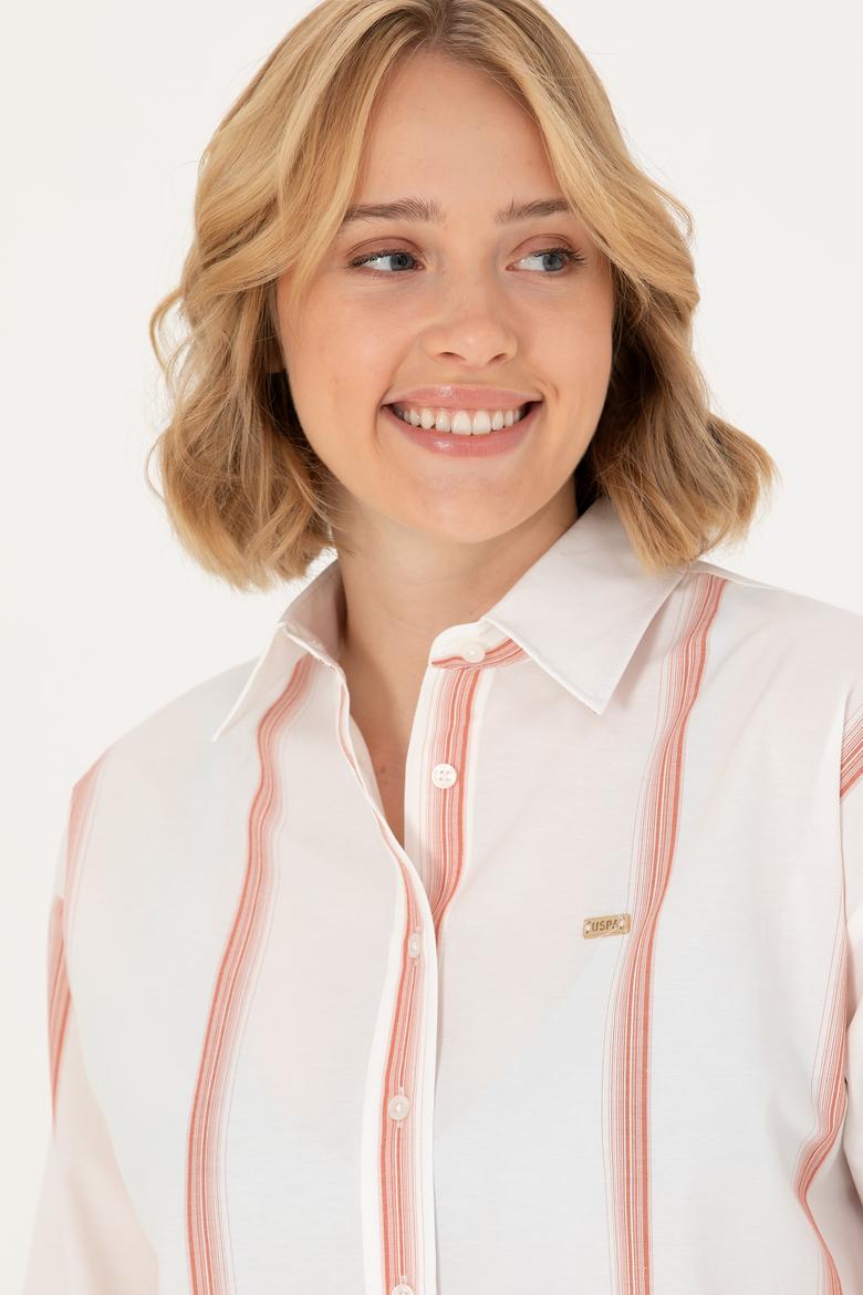 Kadın Ekru Uzun Kollu Gömlek - 50267248013