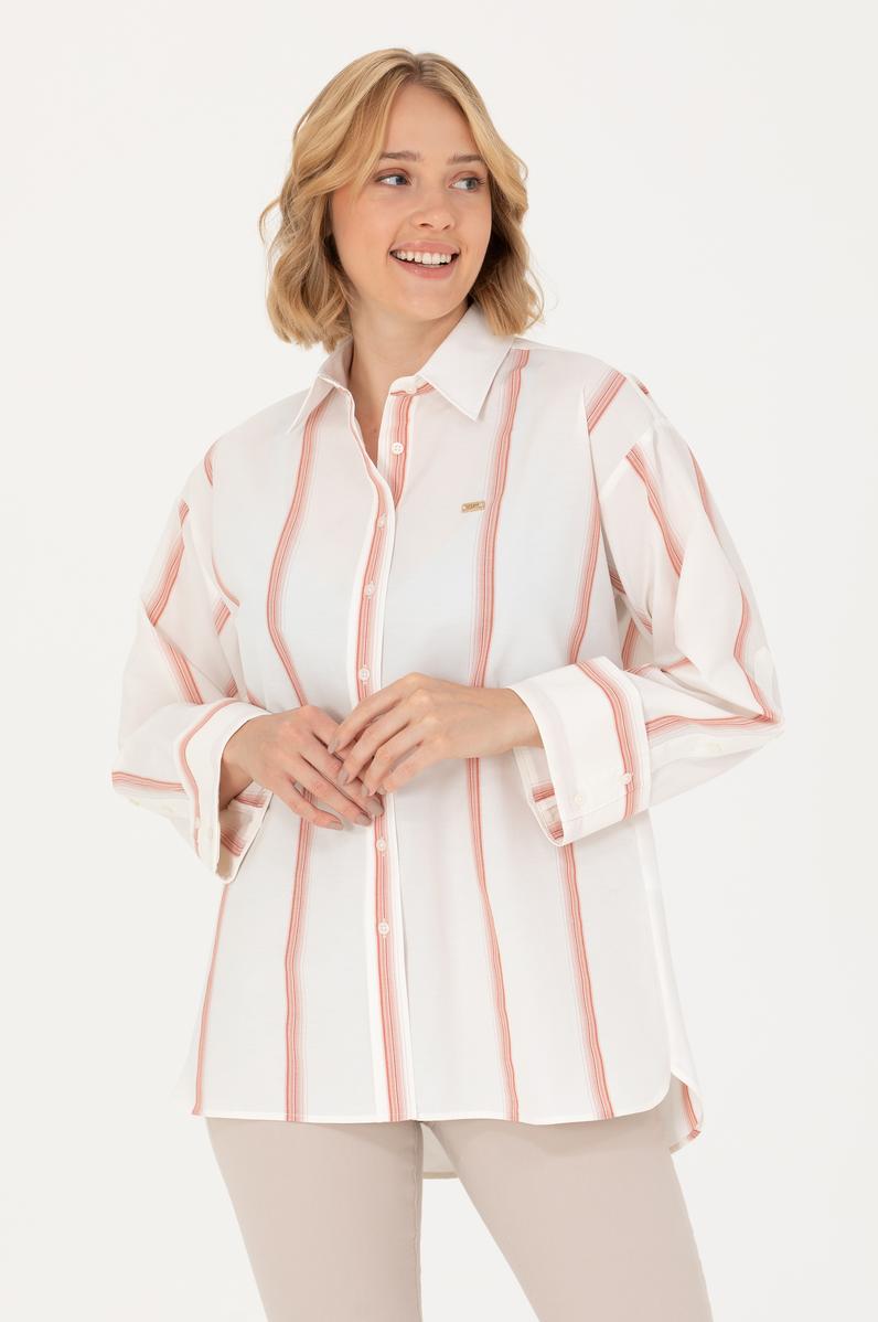 Kadın Ekru Uzun Kollu Gömlek