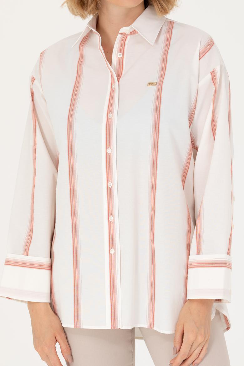 Kadın Ekru Uzun Kollu Gömlek - 50267248013