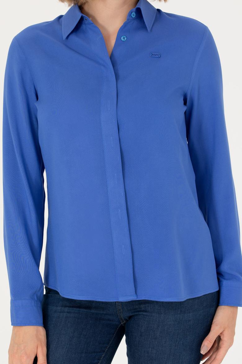 Kadın Mavi Uzun Kollu Gömlek - 50266604042