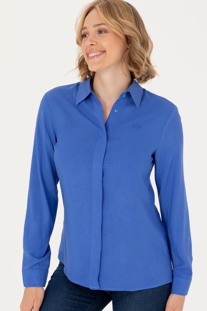 Kadın Mavi Uzun Kollu Gömlek