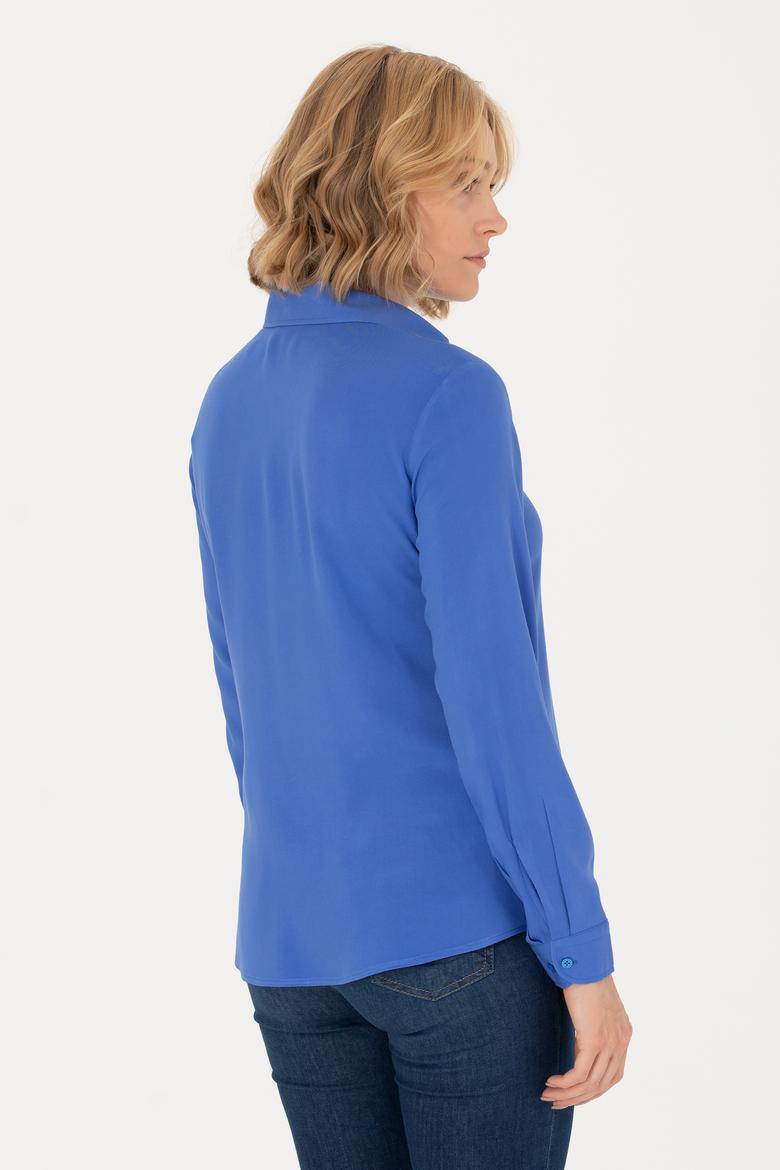 Kadın Mavi Uzun Kollu Gömlek - 50266604042