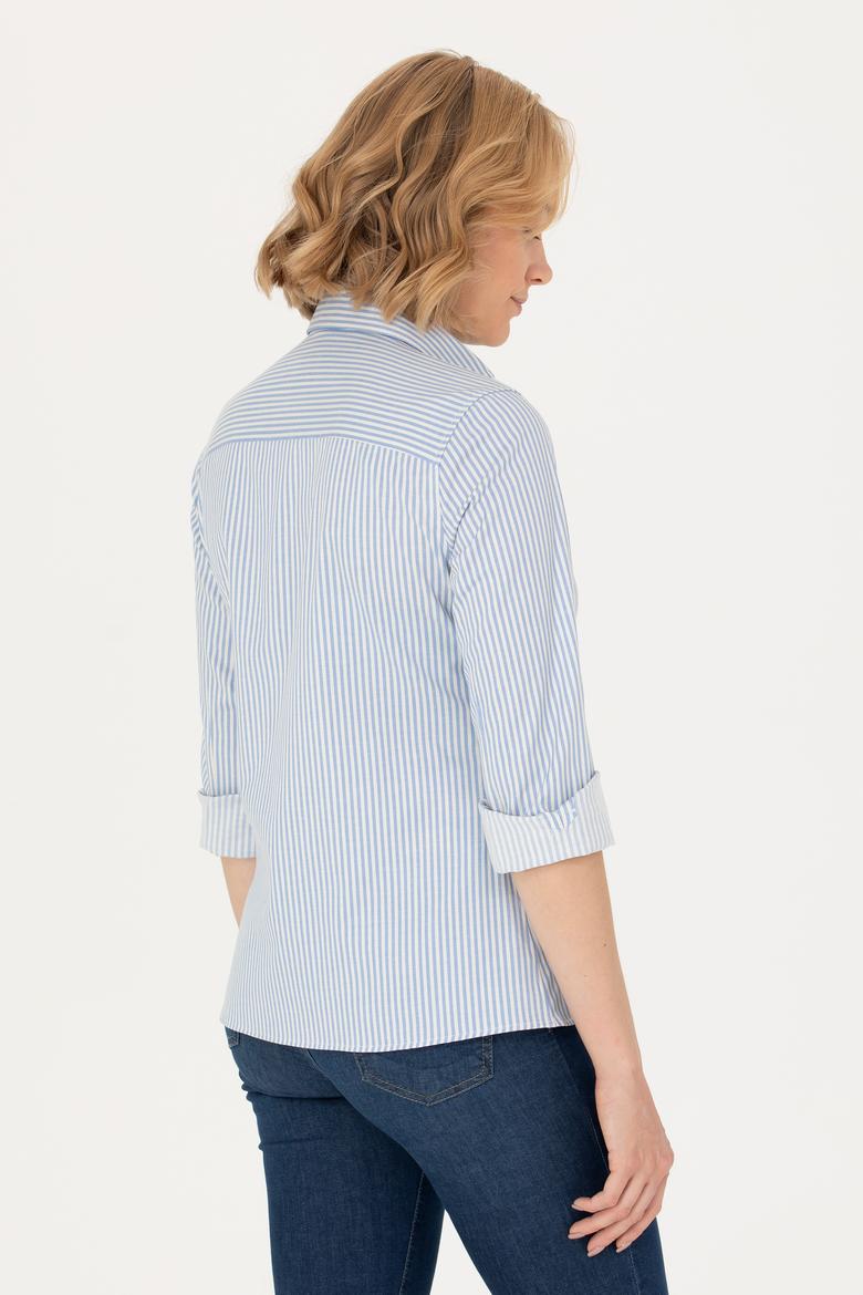 Kadın Saks Uzun Kollu Gömlek - 50266204011