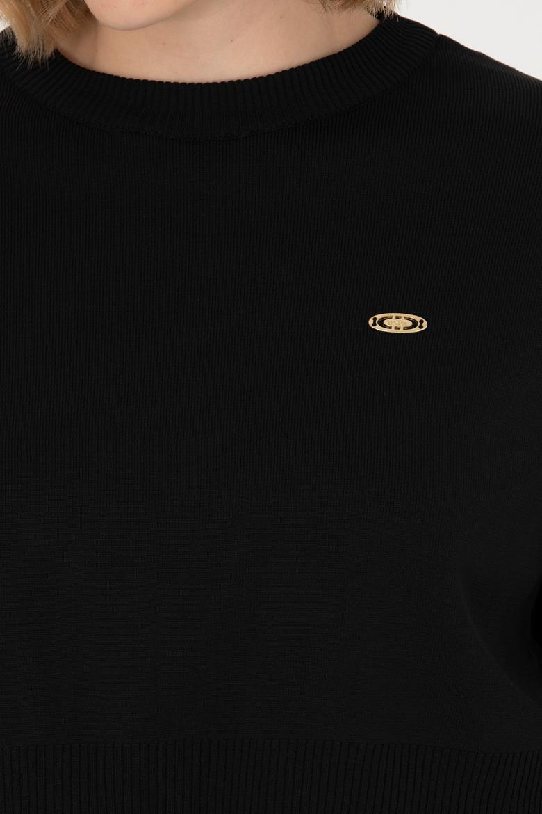 Kadın Siyah Bisiklet Yaka Kazak - 50269499026