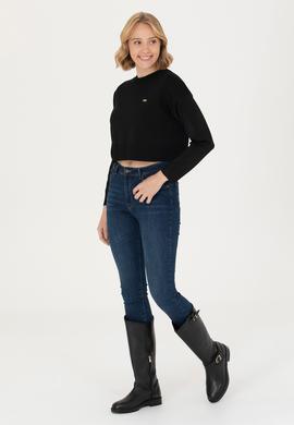 Kadın Siyah Bisiklet Yaka Kazak - 50269499026