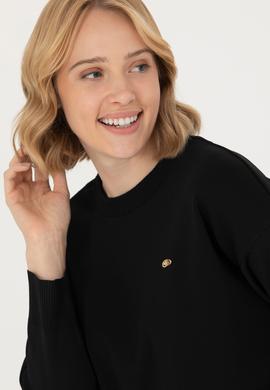 Kadın Siyah Bisiklet Yaka Kazak - 50269499026