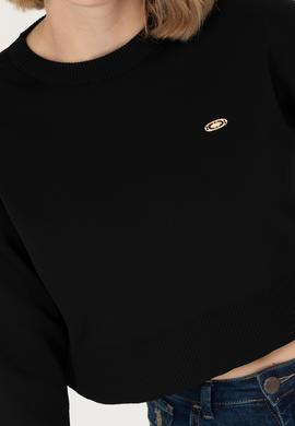 Kadın Siyah Bisiklet Yaka Kazak - 50269499026