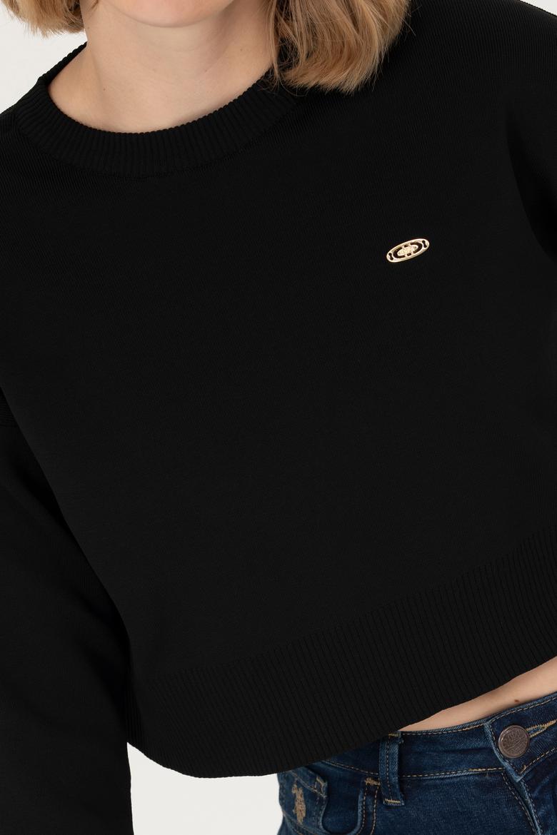 Kadın Siyah Bisiklet Yaka Kazak - 50269499026