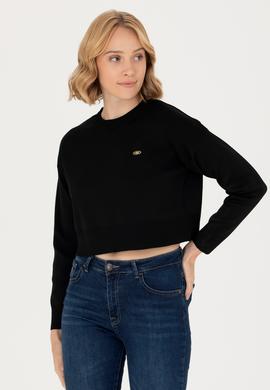 Kadın Siyah Bisiklet Yaka Kazak - 50269499026