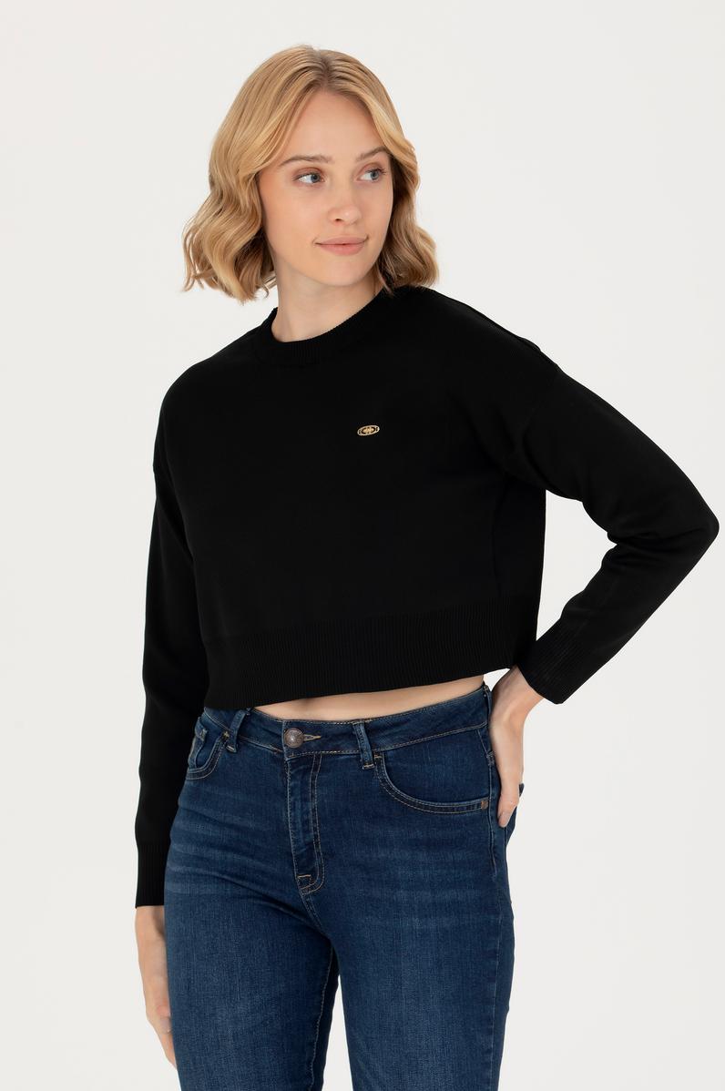 Kadın Siyah Bisiklet Yaka Kazak