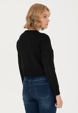 Kadın Siyah Bisiklet Yaka Kazak - 50269499026