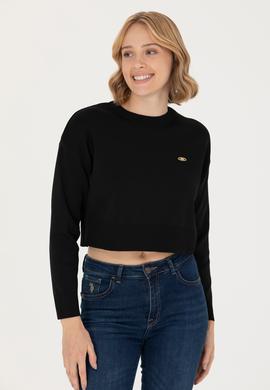 Kadın Siyah Bisiklet Yaka Kazak - 50269499026