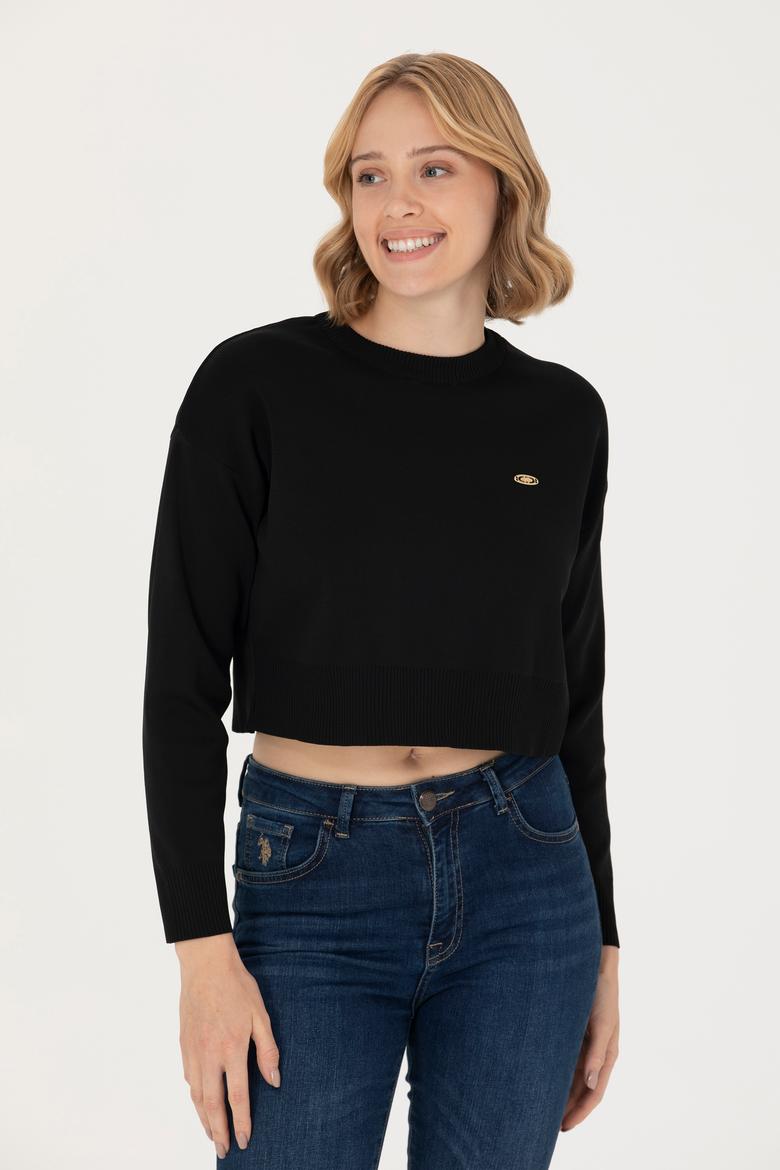 Kadın Siyah Bisiklet Yaka Kazak - 50269499026