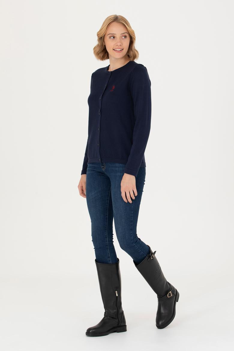 Kadın Lacivert Basic Triko Hırka - 50276236025