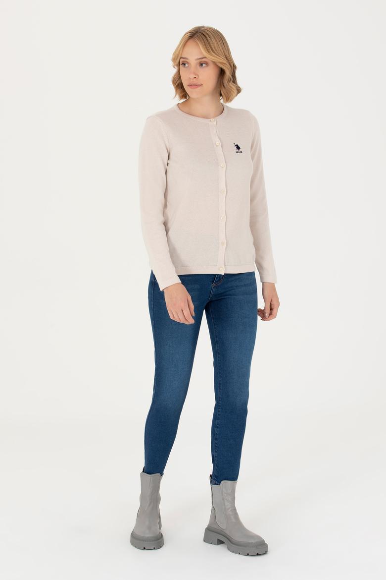 Kadın Krem Basic Triko Hırka - 50276236037