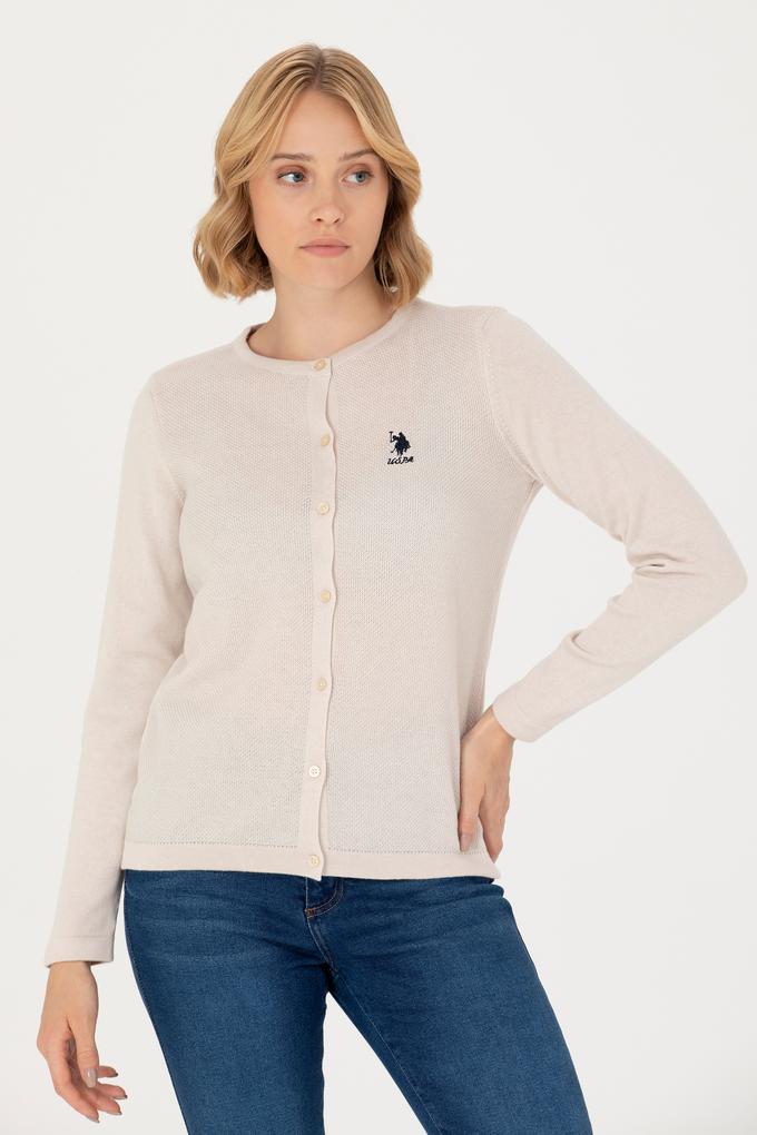 Kadın Krem Basic Triko Hırka