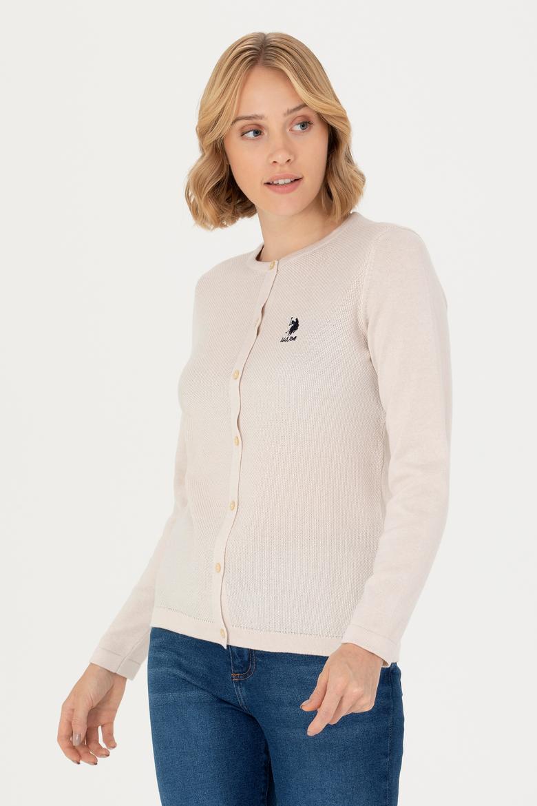 Kadın Krem Basic Triko Hırka - 50276236037