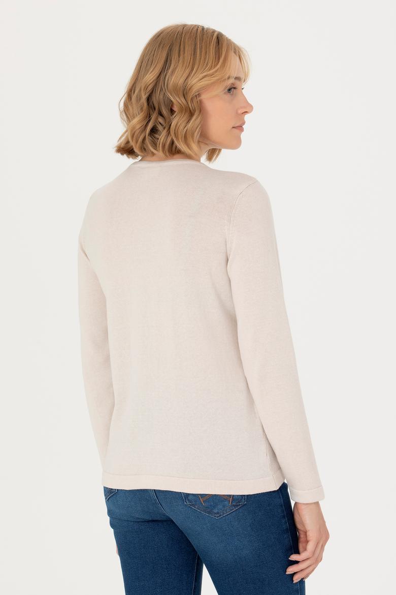 Kadın Krem Basic Triko Hırka - 50276236037