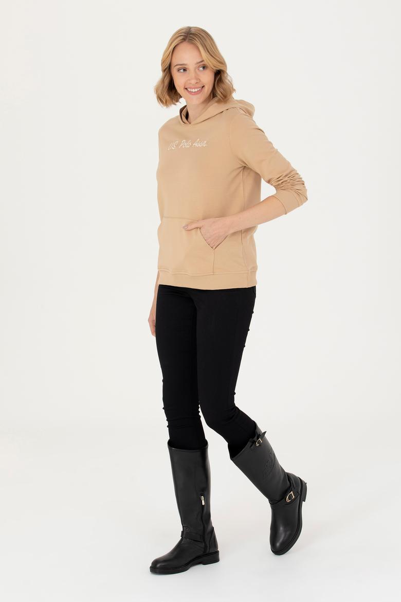 Kadın Kum Kapüşonlu Sweatshirt - 50276015028