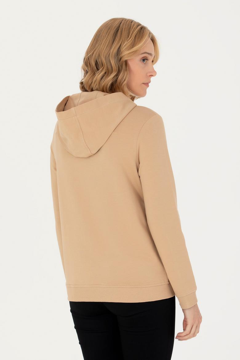 Kadın Kum Kapüşonlu Sweatshirt - 50276015028