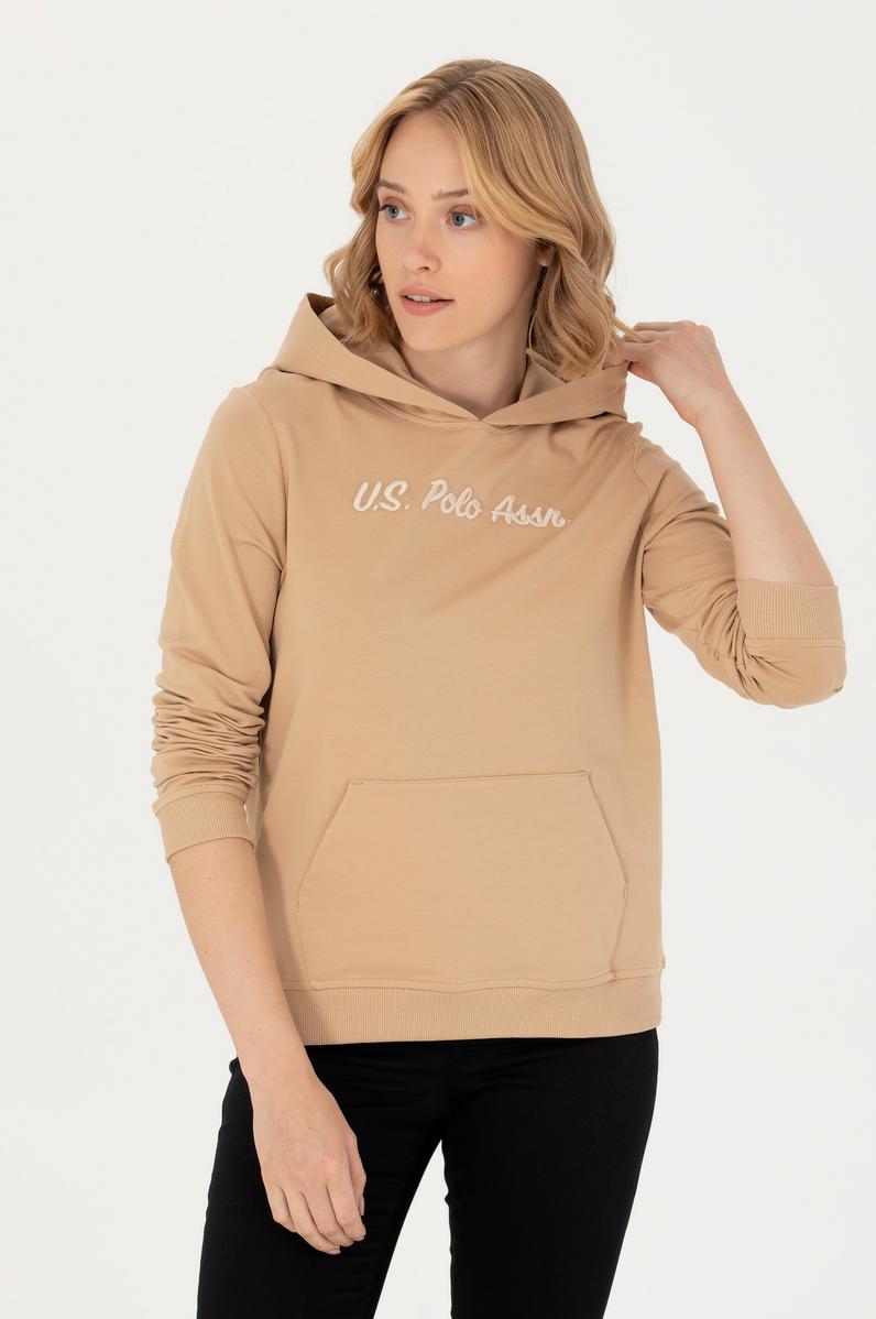 Kadın Kum Kapüşonlu Sweatshirt