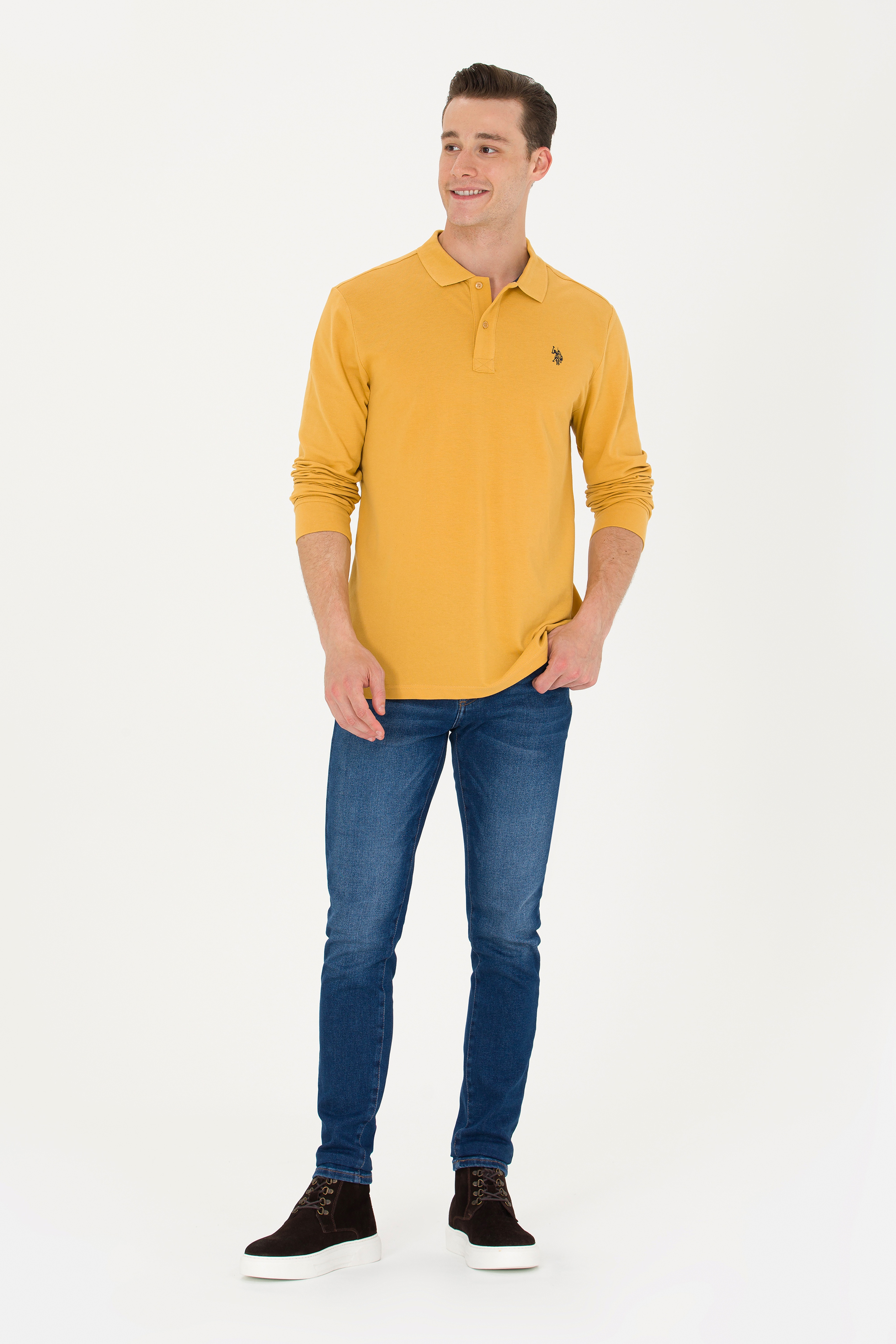 Erkek Hardal Basic Sweatshirt - Image 4