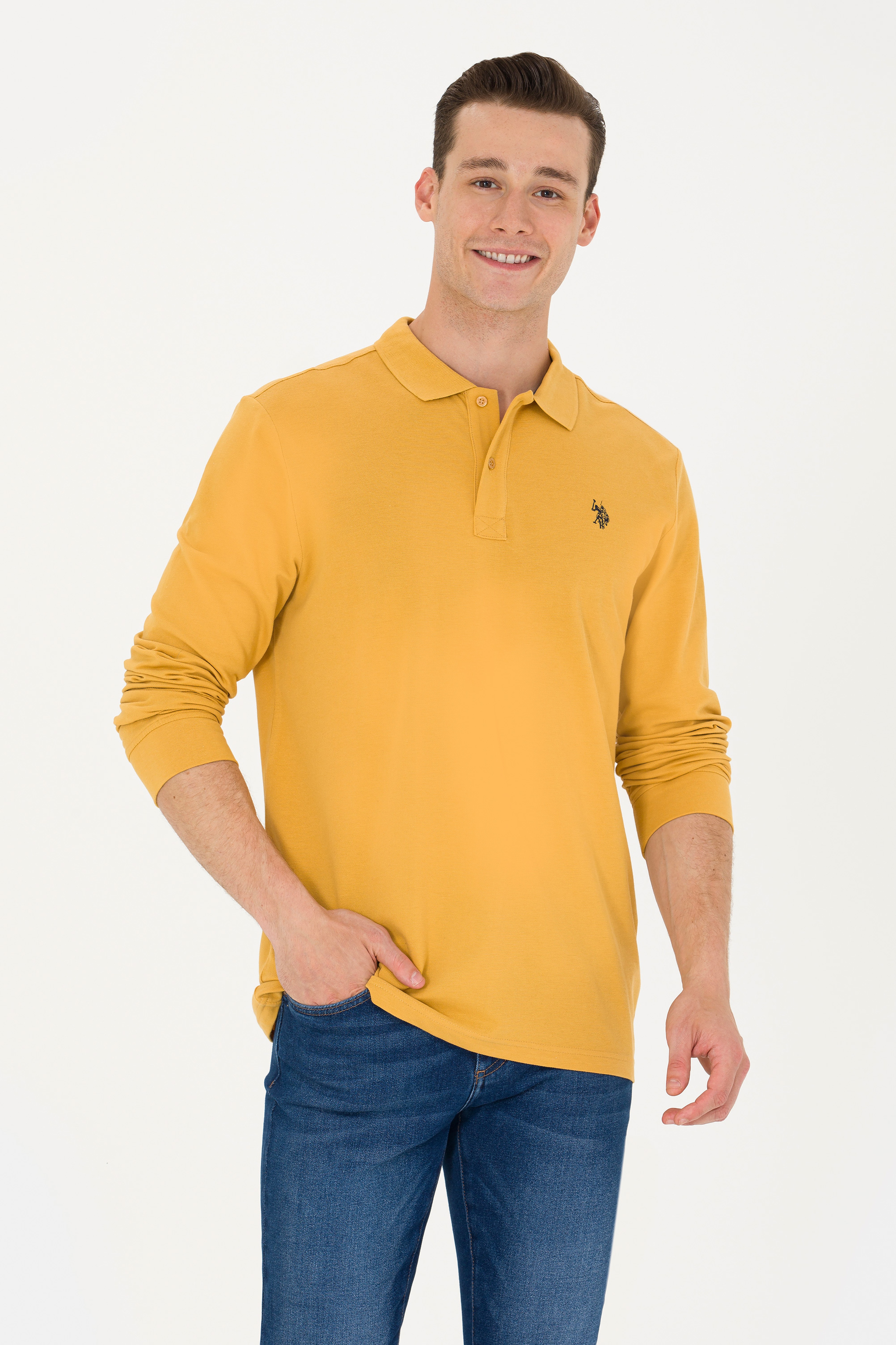 Erkek Hardal Basic Sweatshirt - Image 1