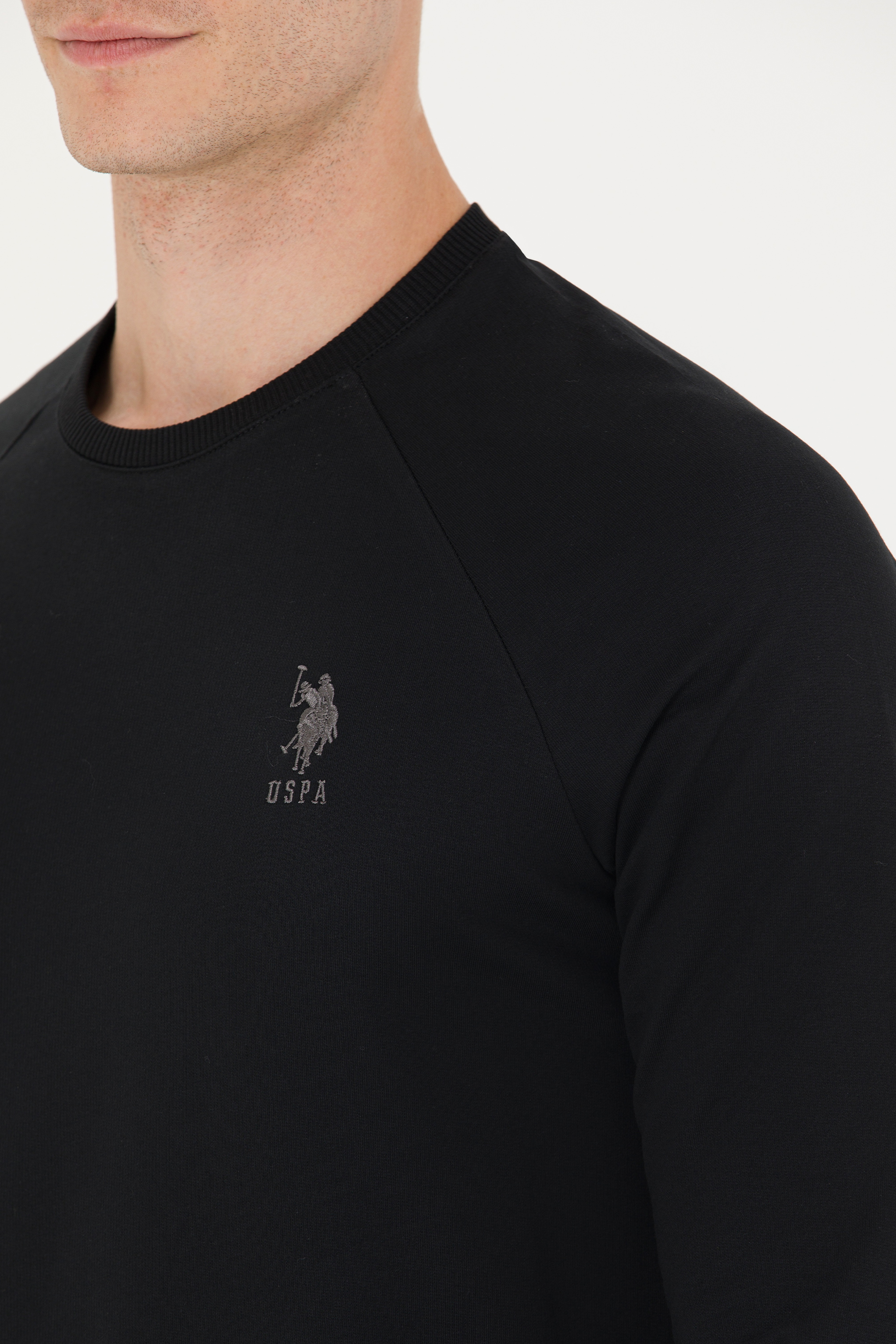 Erkek Siyah Basic Sweatshirt