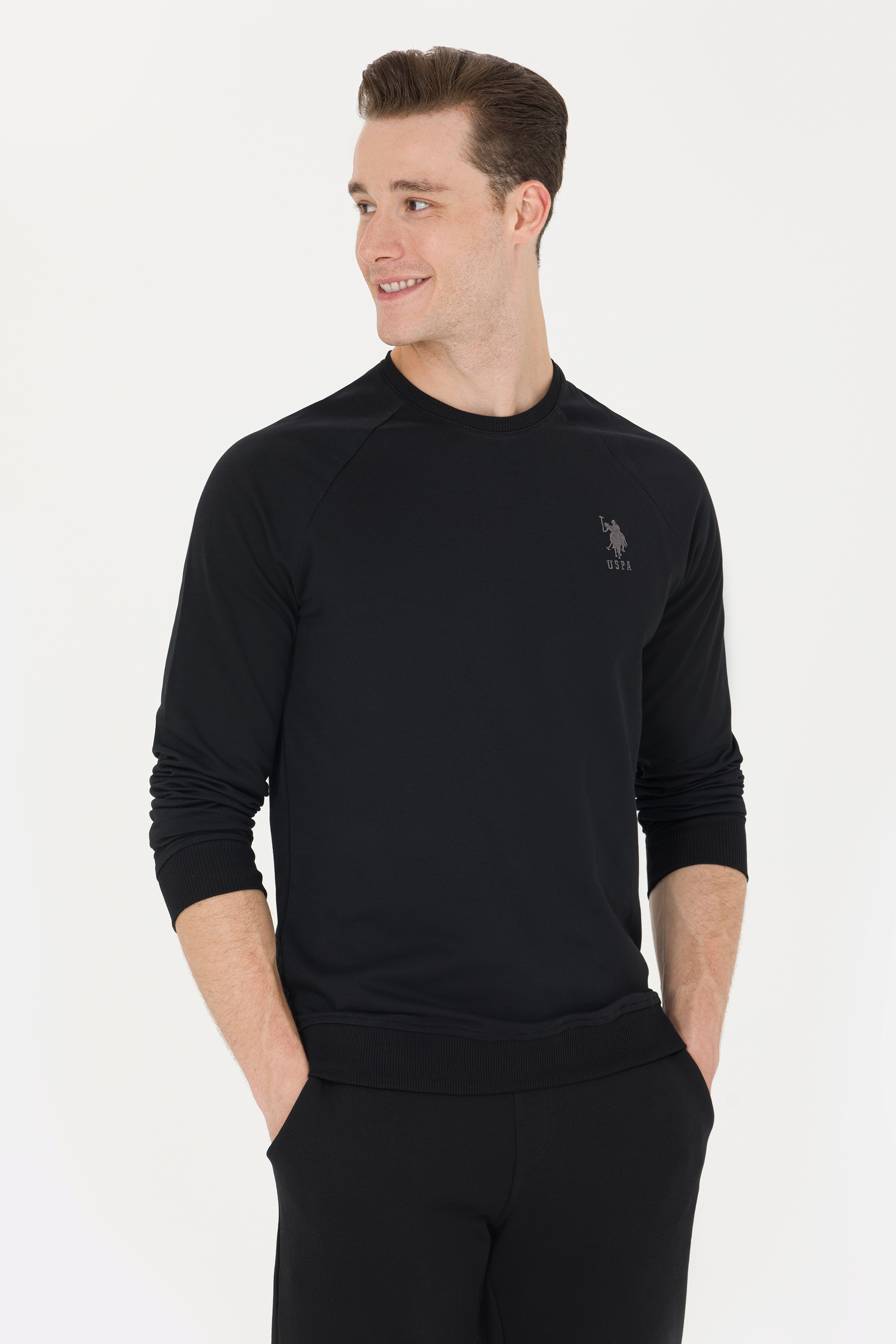 Erkek Siyah Basic Sweatshirt