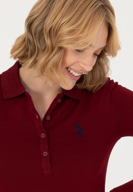 Kadın Bordo Basic Polo Yaka Sweatshirt - 50271573002