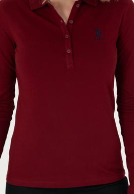 Kadın Bordo Basic Polo Yaka Sweatshirt - 50271573002