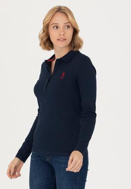 Kadın Lacivert Basic Polo Yaka Sweatshirt - 50271573010