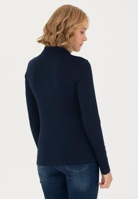 Kadın Lacivert Basic Polo Yaka Sweatshirt - 50271573010