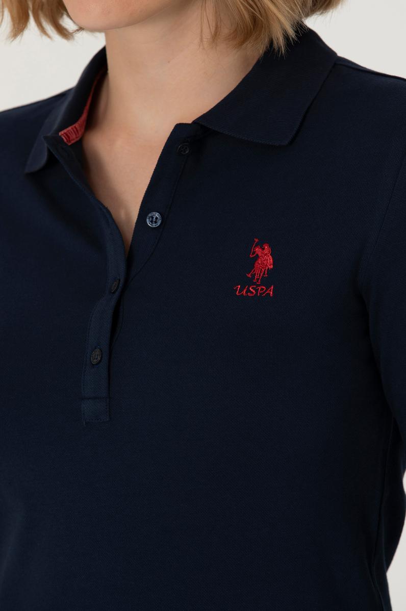Kadın Lacivert Basic Polo Yaka Sweatshirt