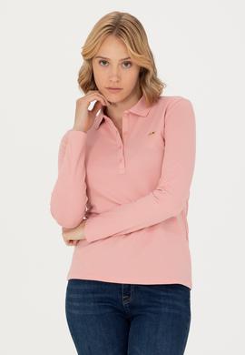 Kadın Pudra Basic Polo Yaka Sweatshirt - 50276160053