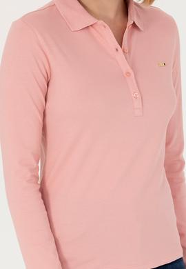 Kadın Pudra Basic Polo Yaka Sweatshirt - 50276160053