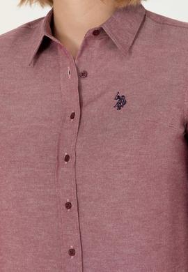 Kadın Bordo Uzun Kollu Basic Gömlek - 50277630043